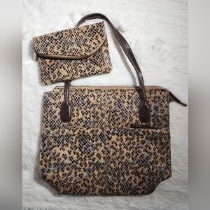HOBO Original Snakeskin Leather Tote w/ Matching Purse